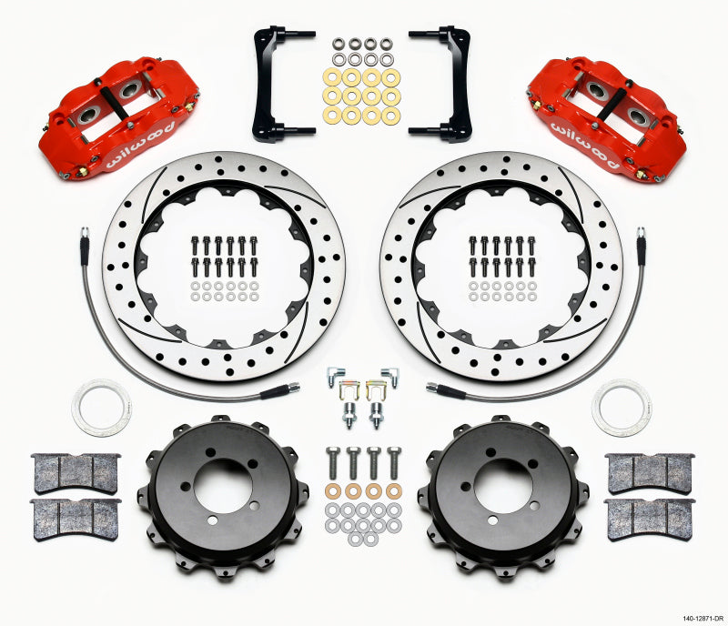 Wilwood Narrow Superlite 4R Rear Kit 12.88in Drilled Red 2013-2025 FRS / BRZ / 86 / GR86
