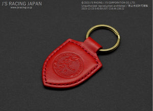 J'S RACING Type 5 Leather Key Ring Red