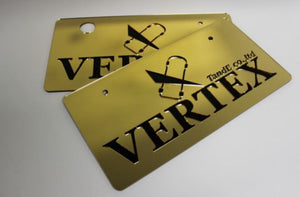 VERTEX  Laser Etched License Plate Covers (Gold)