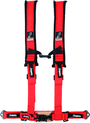 DragonFire Racing Harness- H-Style- 4-Point- 2in Buckle- Red