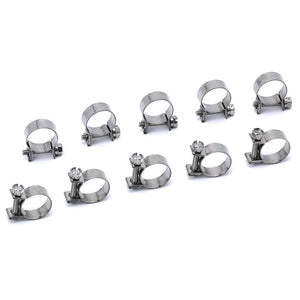 HPS #13 Stainless Steel 1/4 inch Fuel Injection Hose Clamps 10pcs Pack 11mm - 13mm