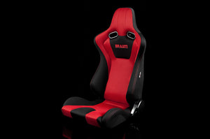 Braum Venom Series Sport Seats - Black and Red Cloth (Red Stitching) Pair - Universal
