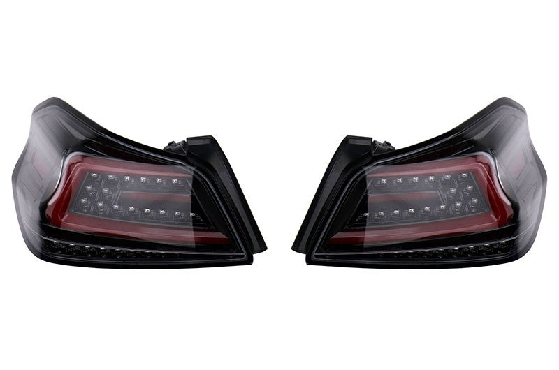 Spec-D Sequential LED Taillights Glossy Black Housing w/ Clear Lens and Red LED Bar 2015-2021 WRX / STI