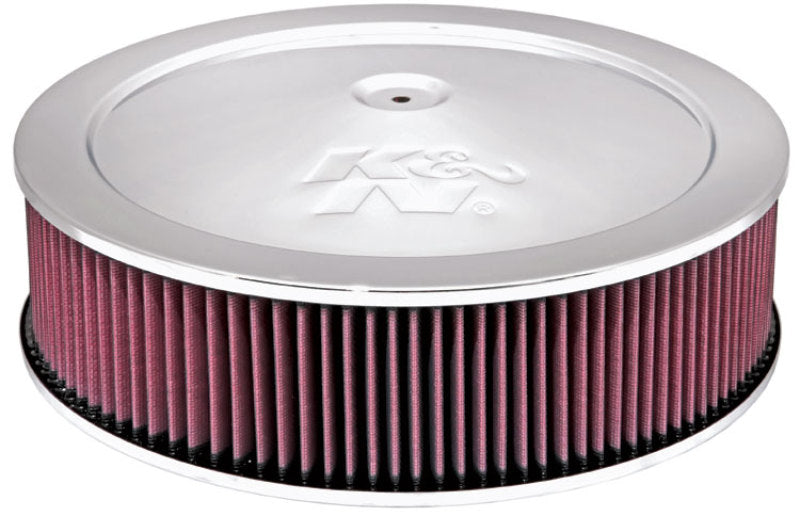 K&N 14in Red Custom Air Cleaner Assembly - 5.125in ID x 14in OD x 3.75in H x 1.25in Drop Base