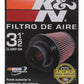 K&N Universal Rubber Filter 3 1/2inch ID FLG / 6inch Base / 4-5/8inch Top / 6inch Height