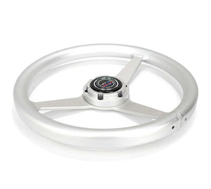 NRG Aluminum Steering Wheel 330mm - Heritage Solid Spoke - Ergonomic Grip - Anadized Silver