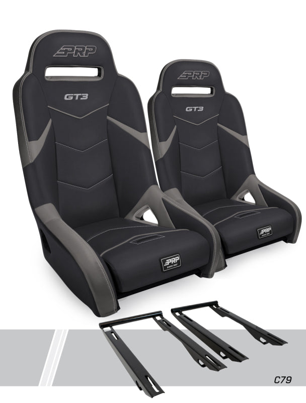 PRP Polaris RZR PRO XP GT3 Suspension Seats Kit (Pair) - Black & Gray