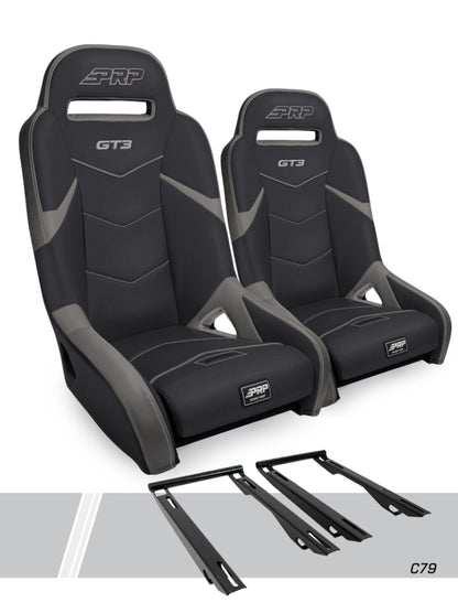 PRP Polaris RZR PRO XP GT3 Suspension Seats Kit (Pair) - Black & Gray