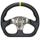 NRG Carbon Fiber Flat Bottom Steering Wheel (320mm) Yellow CF Center w/Yellow Stitch/Yellow Mark