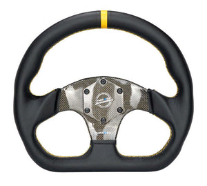 NRG Carbon Fiber Flat Bottom Steering Wheel (320mm) Silver CF Center w/Silver Stitch/Center Mark