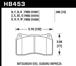 Hawk Street 5.0 Front Brake Pad Brembo 2017+ Civic Type-R / 03-06 Evo / 04-14 STI / 09-10 Evo / 09-10 Genesis / 04-08 TL