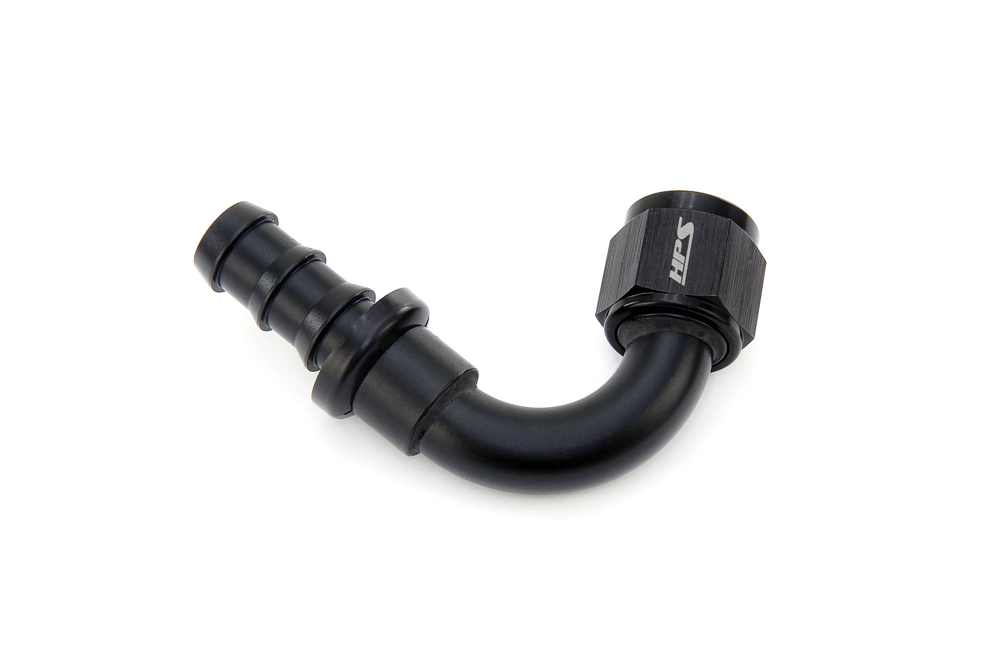 HPS Performance 120 Degree -10 Push-on Hose End to AN Female Aluminum Black