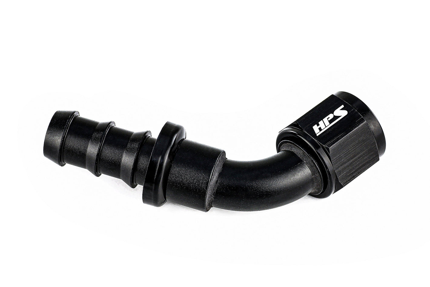 HPS Performance 60 Degree -10 Push-on Hose End to AN Female Aluminum Black