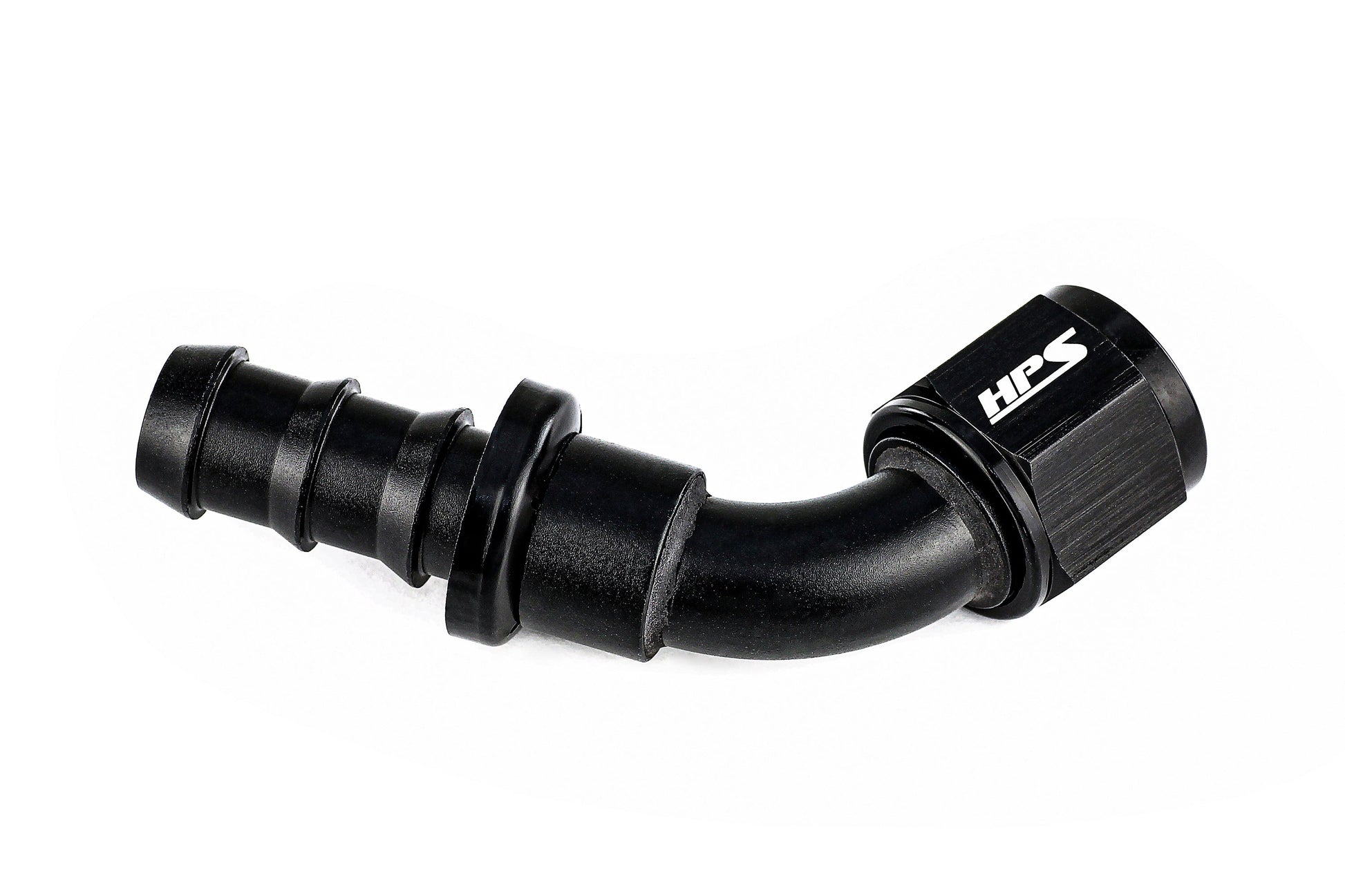 HPS Performance 60 Degree -10 Push-on Hose End to AN Female Aluminum Black