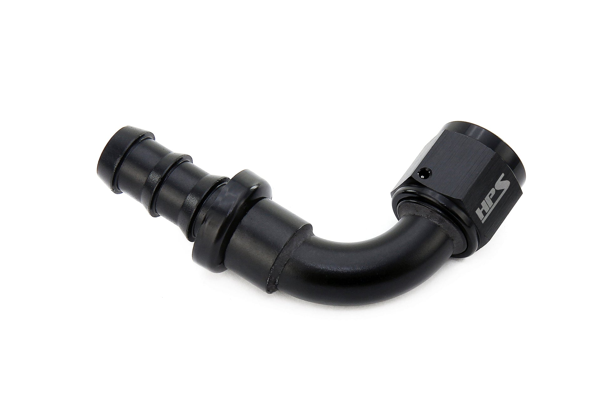 HPS Performance 90 Degree -10 Push-on Hose End to AN Female Aluminum Black