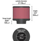 K&N 1.375in Flange ID x 3in OD x 2.5in H Rubber Base Crankcase Vent Filter