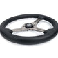 NRG Light Weight Gaming Steering Wheel - 350mm 3 Black Chrome Silver Spokes Perforated Leather