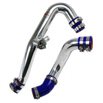 HPS Performance Intercooler Charge Pipe Kit Cold and Hot Side with Blue Boots Polished 17-102P