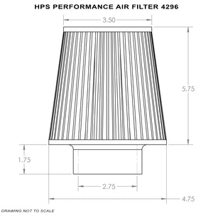 HPS Performance Air Filter 2.75" ID, 5.75" Element Length, 7.5" Overall Length