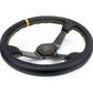 NRG Carbon Fiber Steering Wheel (350mm) Leather Trim w/Gold Stiching/Center Mark