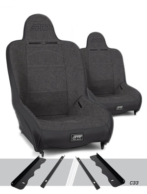 PRP Premier High Back Suspension Seats Kit for 95-01 Jeep Cherokee XJ (Pair) - Gray