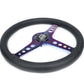 NRG Light Weight Gaming Steering Wheel - Driftz 350mm 3 NeoChrome Spokes Perforated Leather
