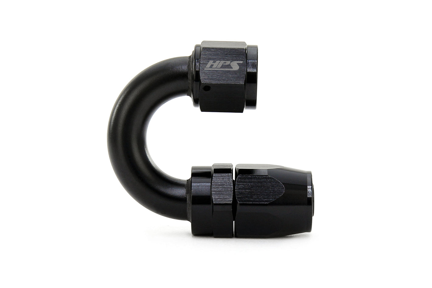 HPS Performance 180 Degree -8 Compression Double Swivel Hose End to AN Female Aluminum Black