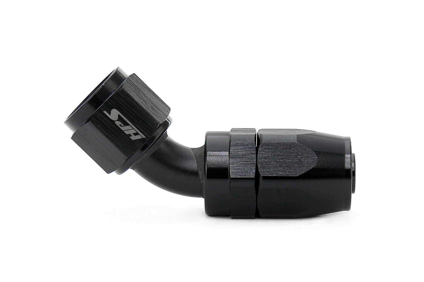 HPS Performance 45 Degree -8 Compression Double Swivel Hose End to AN Female Aluminum Black