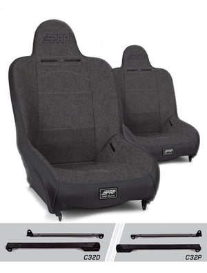 PRP Jeep Wrangler CJ7/YJ Premier High Back Suspension Seats Kit (Pair) - Gray