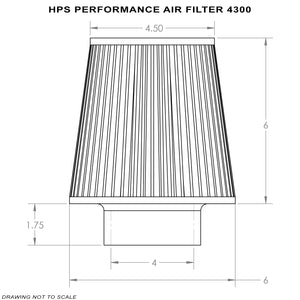 HPS Performance Air Filter 4" ID, 6" Element Length, 7.75" Overall Length