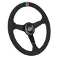 NRG Sport Wheel (350mm) 3 Solid Spokes - 1.5in Deep - Matte Black - Minty Fresh Miata Logo Etched