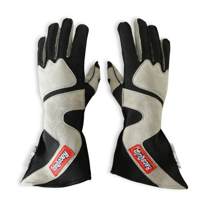 RaceQuip SFI-5 Gray/Black Medium Outseam Angle Cut Glove