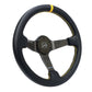 NRG Carbon Fiber Steering Wheel (350mm) Leather Trim w/Gold Stiching/Center Mark