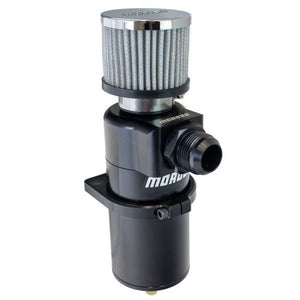 Moroso Single Inlet Black -16AN Billet Breather Tank Catch Can