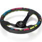 NRG Reinforced Steering Wheel - Oak Tree Outlaws 3in Deep/5mm Blk Spk 350mm Wheel - Blk Perf Lthr