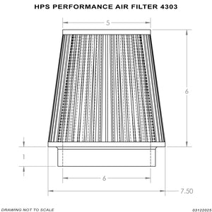 HPS Performance Air Filter 6" ID, 6" Element Length, 7" Overall Length