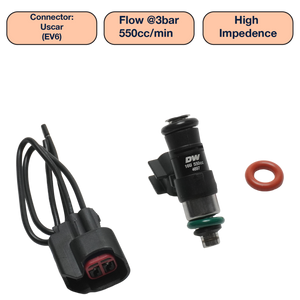 DeatschWerks Universal 550cc Single Fuel Injector / 34mm Length / 14mm O-Ring Seals