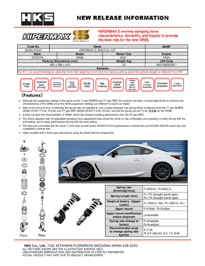 HKS 2022+ Toyota GR86 FA24 Hipermax MAX S ZN8 Full Kit