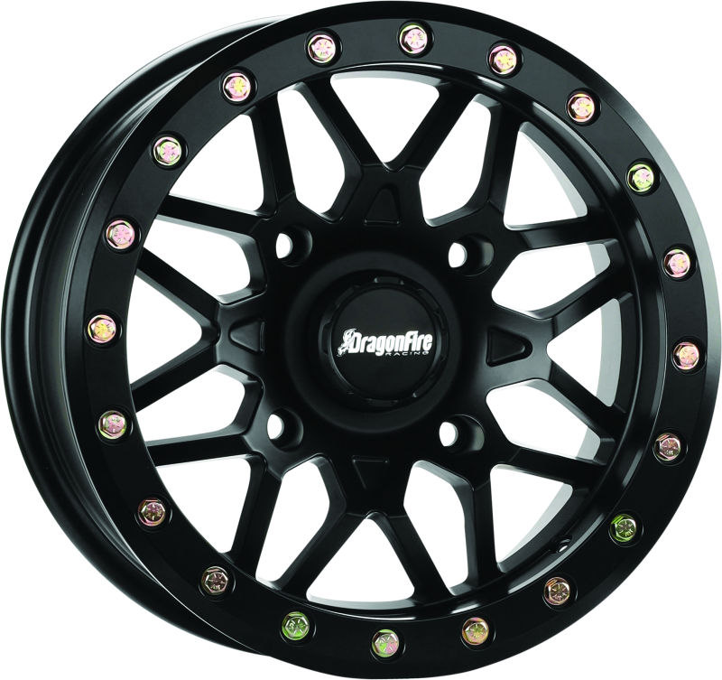 DragonFire Racing Typhon Wheel 15X7 4/137 5+2 +10 Machined Black