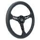NRG Reinforced Black Perforated Leather Steering Wheel 350mm / 1.5in Deep w/ Goal Digger Blk Stitch