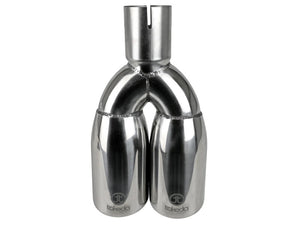aFe Takeda 304 Stainless Steel Clamp-on Exhaust Tip Polished 2-1/2ininlet x 3-1/2in Outlet X 12in L