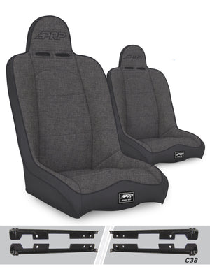 PRP Jeep Wrangler JK/JKU Daily Driver High Back Suspension Seats Kit (Pair) - Gray