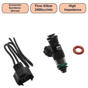 DeatschWerks Universal 2400cc Single Fuel Injector / 34mm Length / 14mm O-Ring Seals