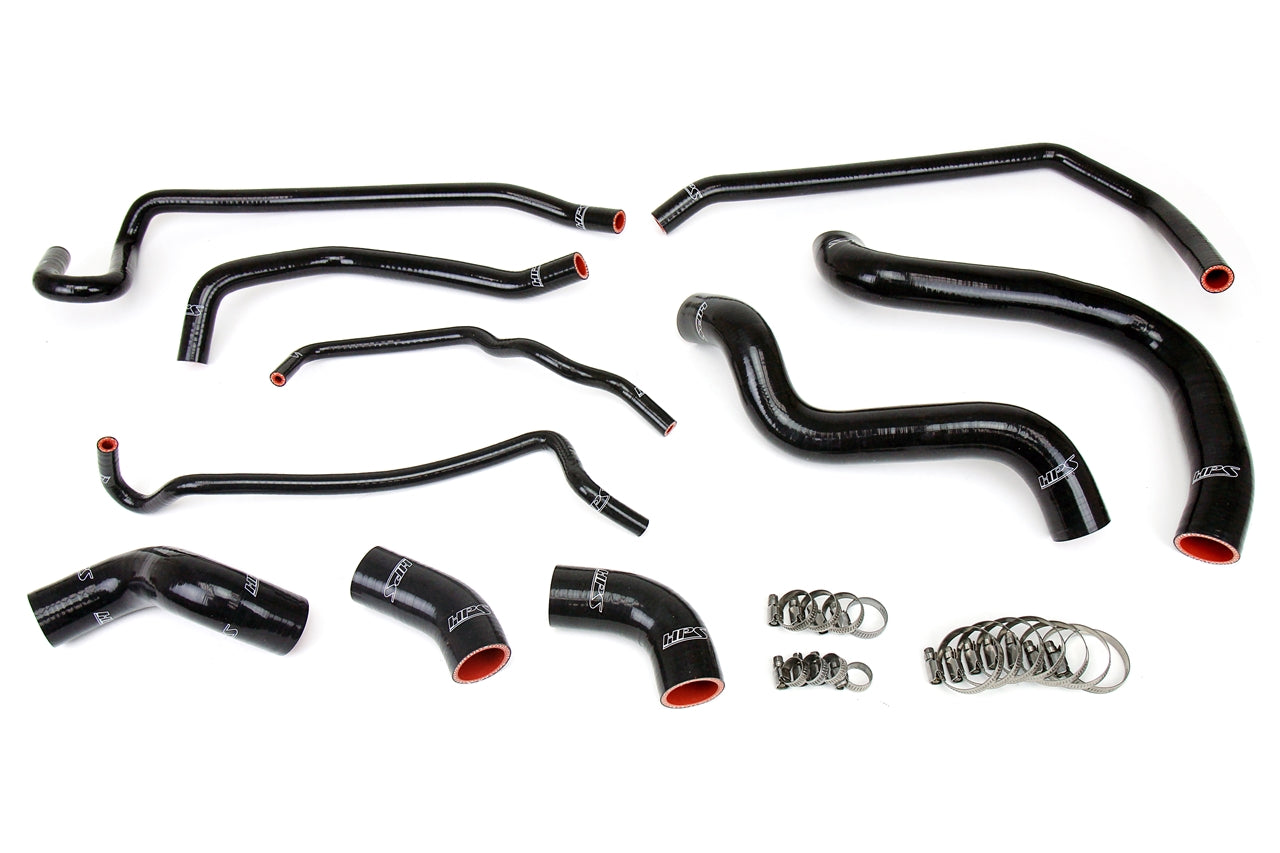 HPS Performance High Temp Reinforced Silicone Radiator and Heater Coolant Hose Kit Black 57-1429-BLK