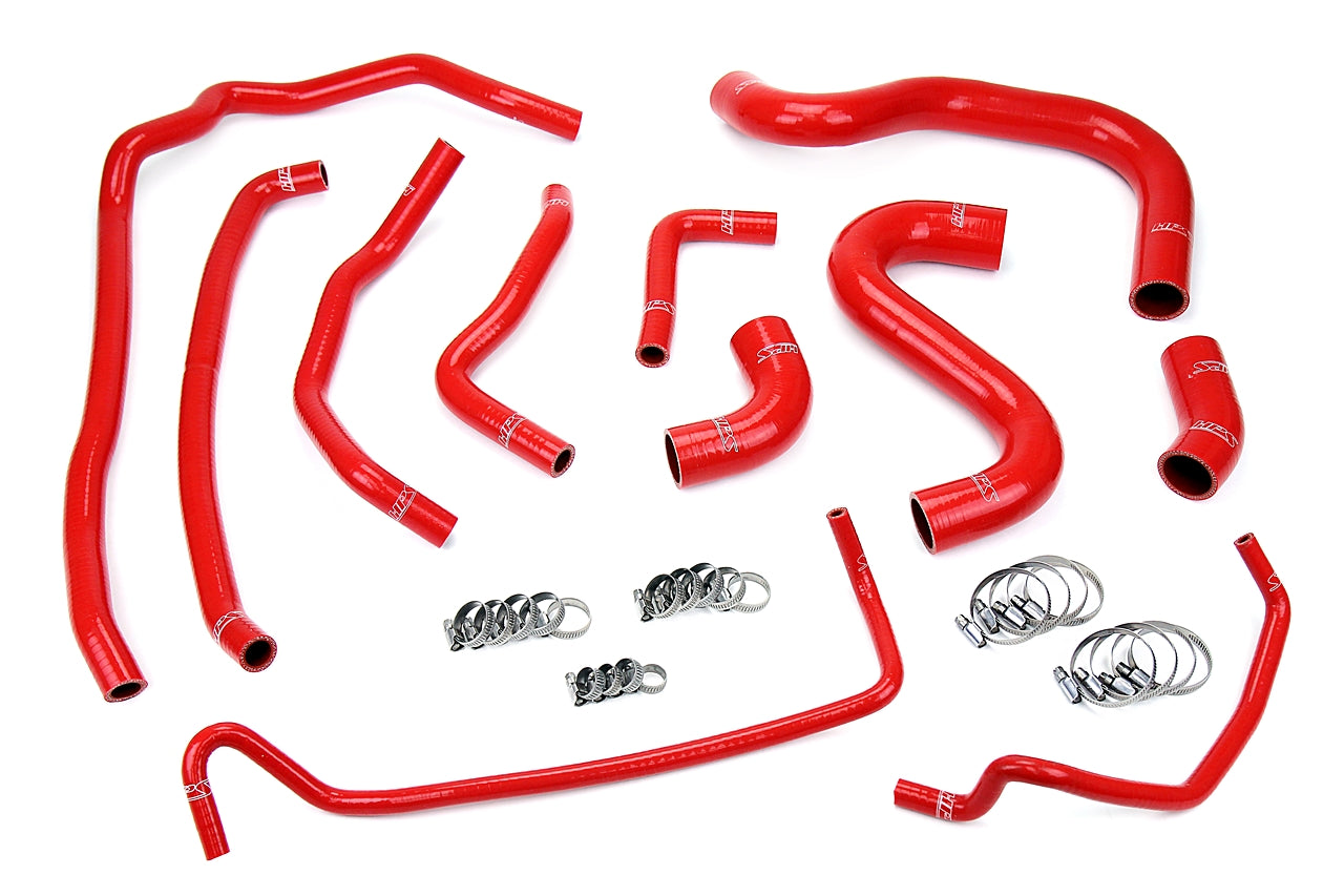HPS Performance High Temp Reinforced Silicone Radiator and Heater Coolant Hose Kit Red 57-1502-RED