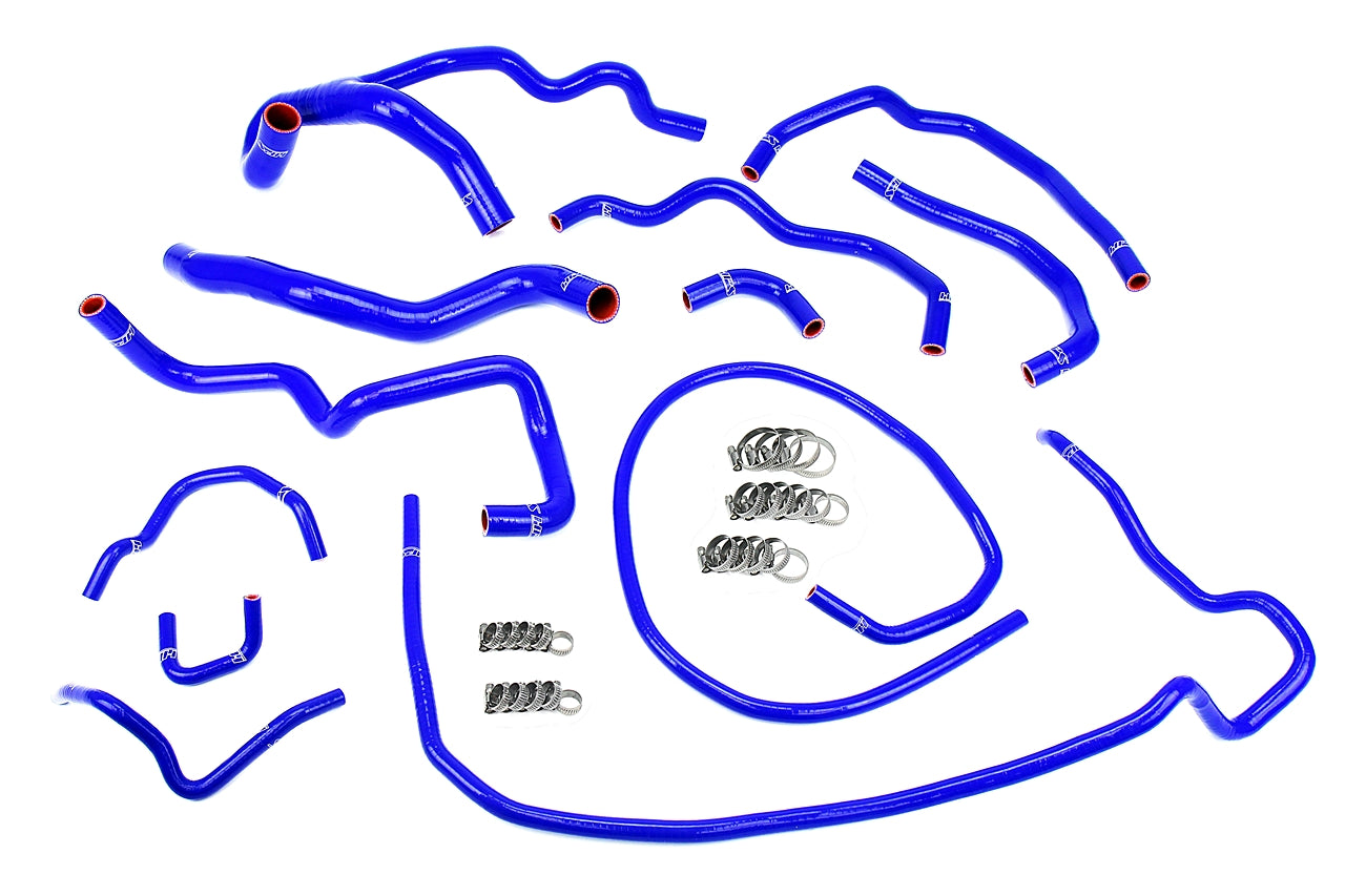 HPS Performance High Temp Reinforced Silicone Radiator and Heater Coolant Hose Kit Blue 57-1512-BLUE