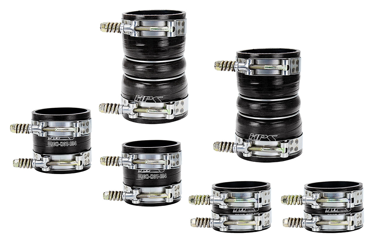 HPS Performance Ultra High Temp Aramid Reinforced Silicone Intercooler Hose Boots Kit Black 57-1539-BLK