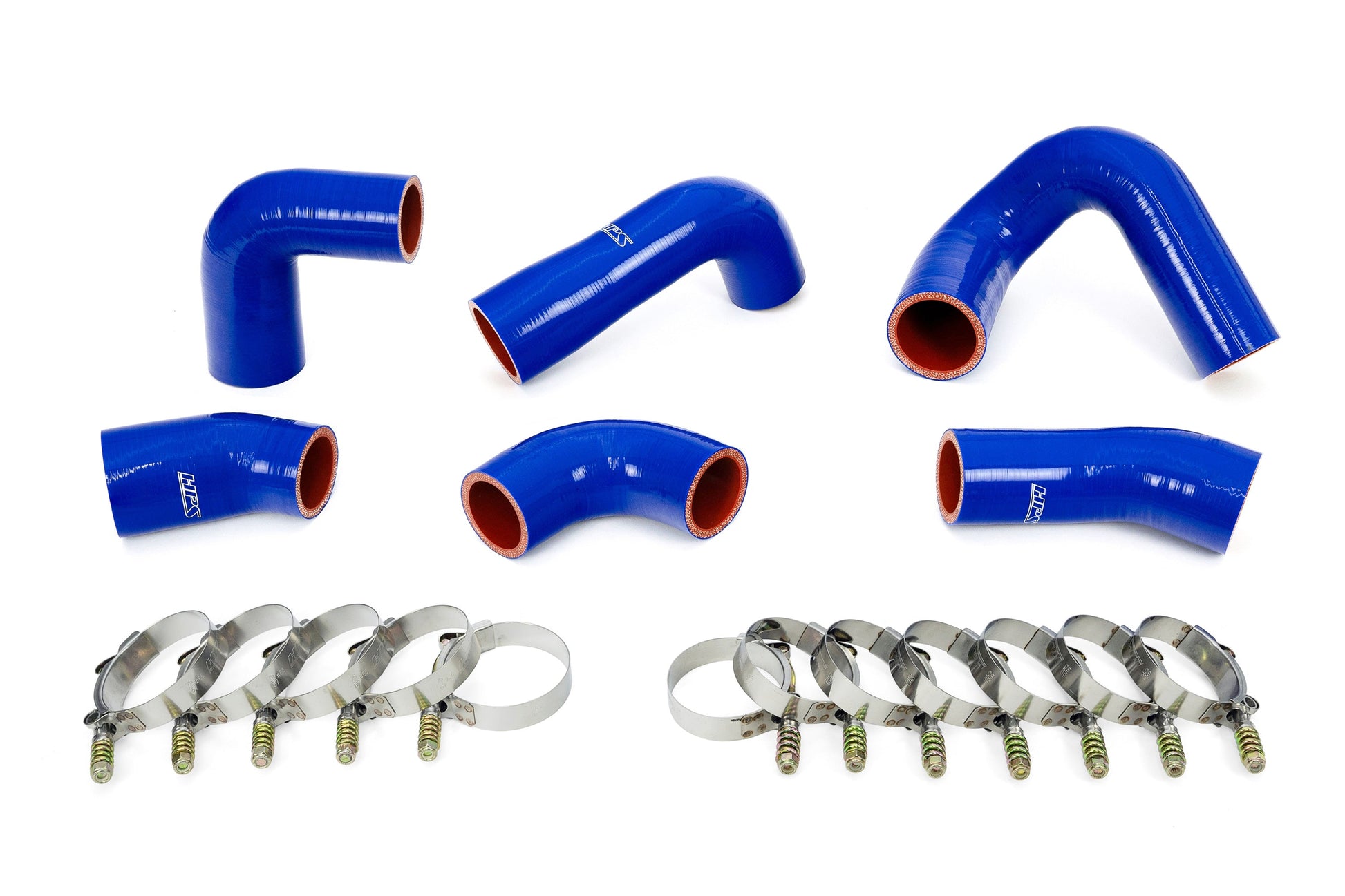 HPS Performance Silicone Transmission Oil Cooler Coolant Hose Kit Mack Trucks 2007-2016 MP7 Engine Replace OE Part # 22882156  21251570  21548313  21794132  21794129  21209748 Blue 57-1720-BLUE