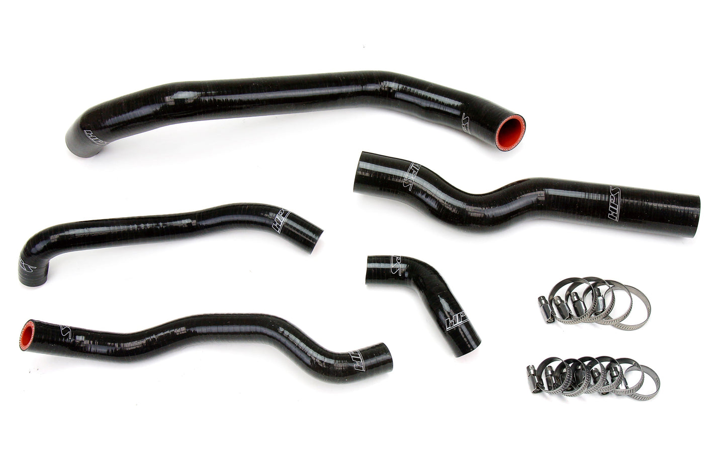 HPS Performance High Temp Reinforced Silicone Radiator and Heater Coolant Hose Kit Black 57-1973-BLK