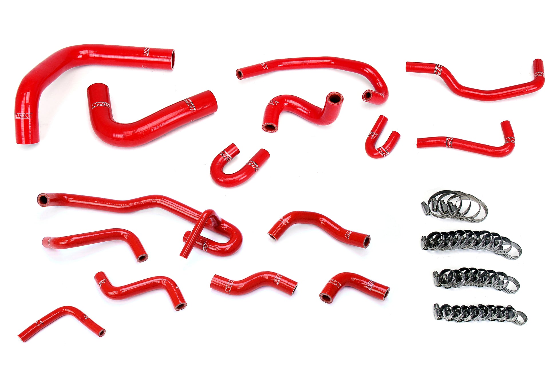 HPS Performance High Temp Reinforced Silicone Radiator and Heater Coolant Hose Kit Red 57-2191-RED